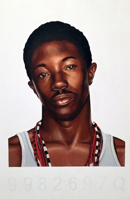 Kehinde Wiley, Mugshot Study, 2006. Oil on canvas. 36 x 24 inches. The Sender Collection, New York. © Kehinde Wiley