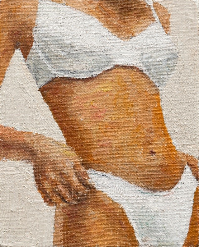Michell Rawlings, _model.jpeg, 2014. Oil on linen mounted on board. 5 x 4 inches