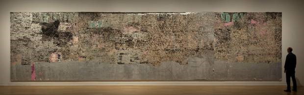 Mark Bradford, Kingdom Day, 2010. Mixed media collage on canvas. Four panels, each 120 x 120 inches. Collection of the Modern Art Museum of Fort Worth, Museum purchase. © Mark Bradford