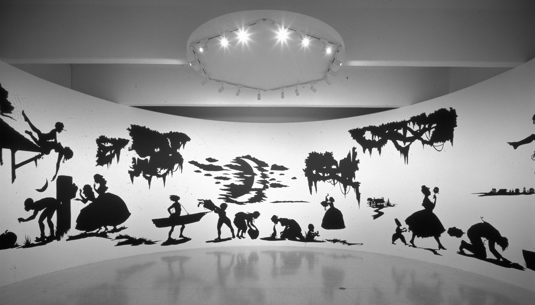 Kara Walker - Slavery! Slavery! Presenting a GRAND and LIFELIKE Panoramic Journey into Picturesque Southern Slavery or “Life at ‘Ol’ Virginny’s Hole’ (sketches from Plantation Life)” See the Peculiar Institution as never before! All cut from black paper by the able hand of Kara Elizabeth Walker, an Emancipated Negress and leader in her Cause, 1997