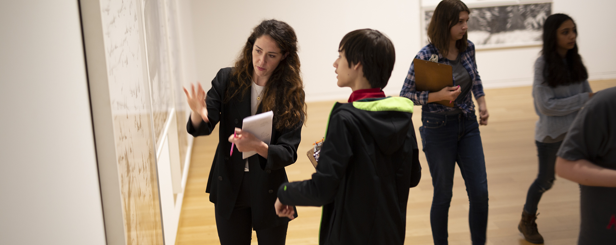 Student and teacher in the galleries