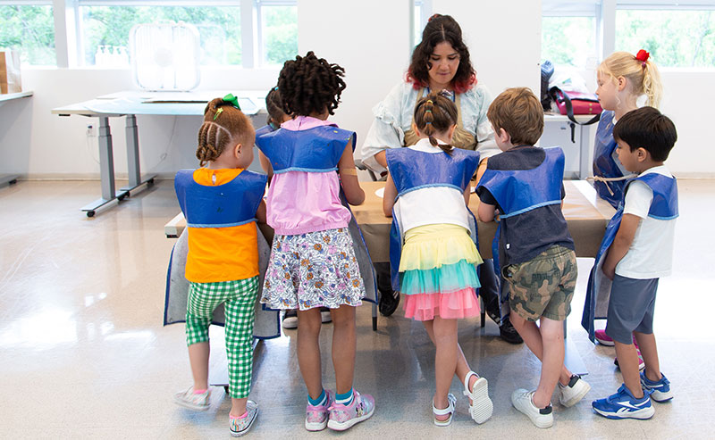 children in the studio