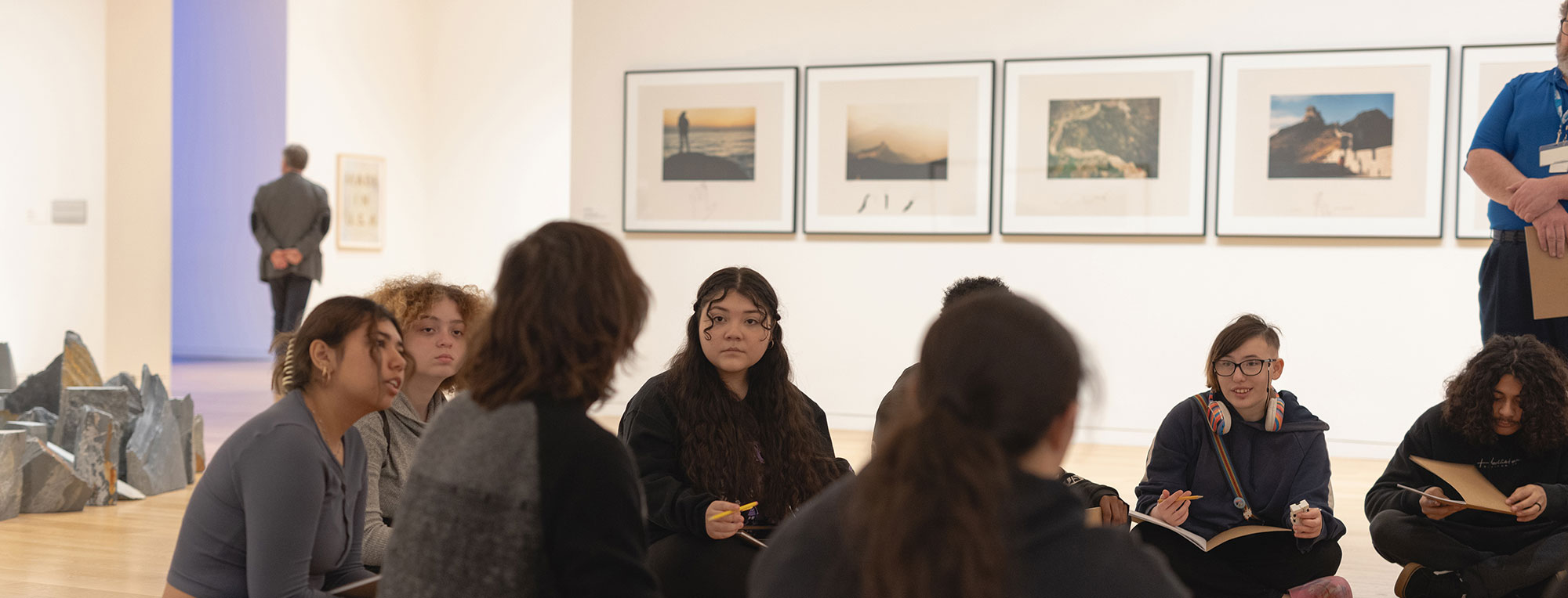 Teens in art gallery