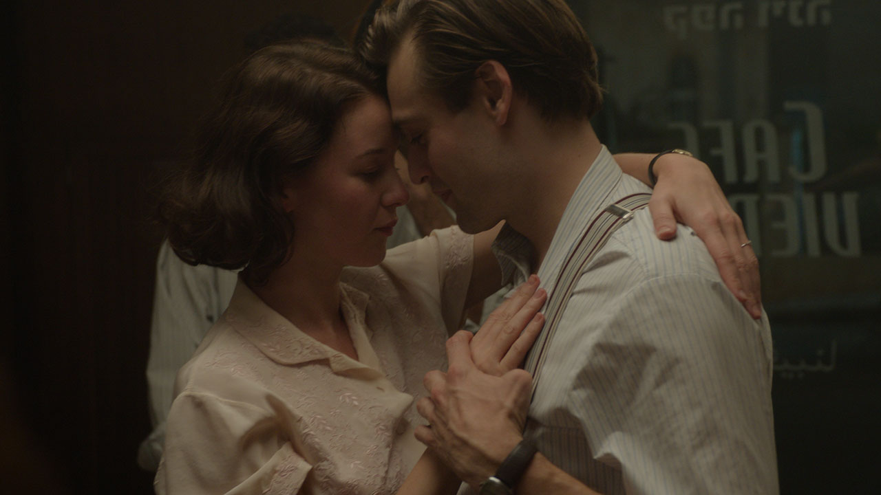 A couple slow dancing