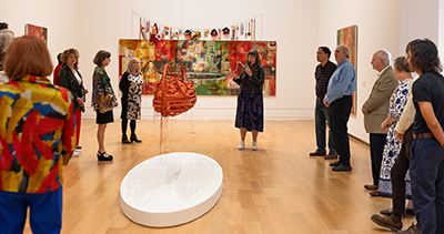 Visitors on a tour in the galleries