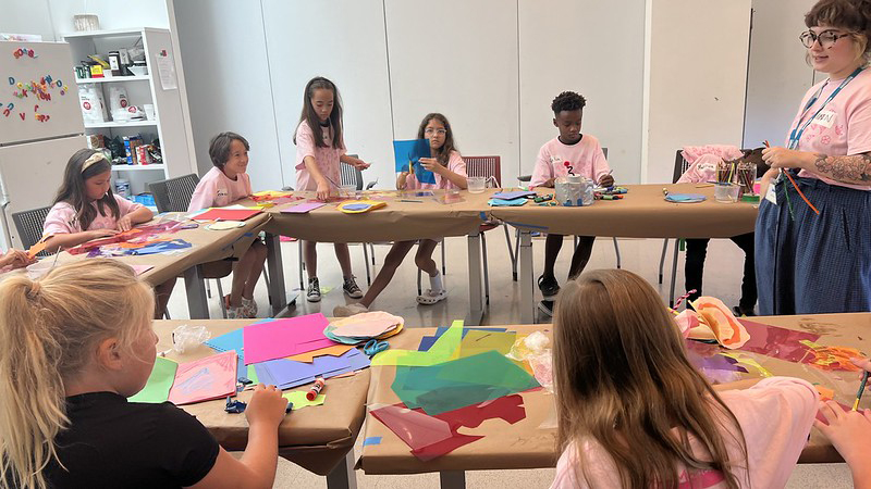 Children doing art projects in the studio