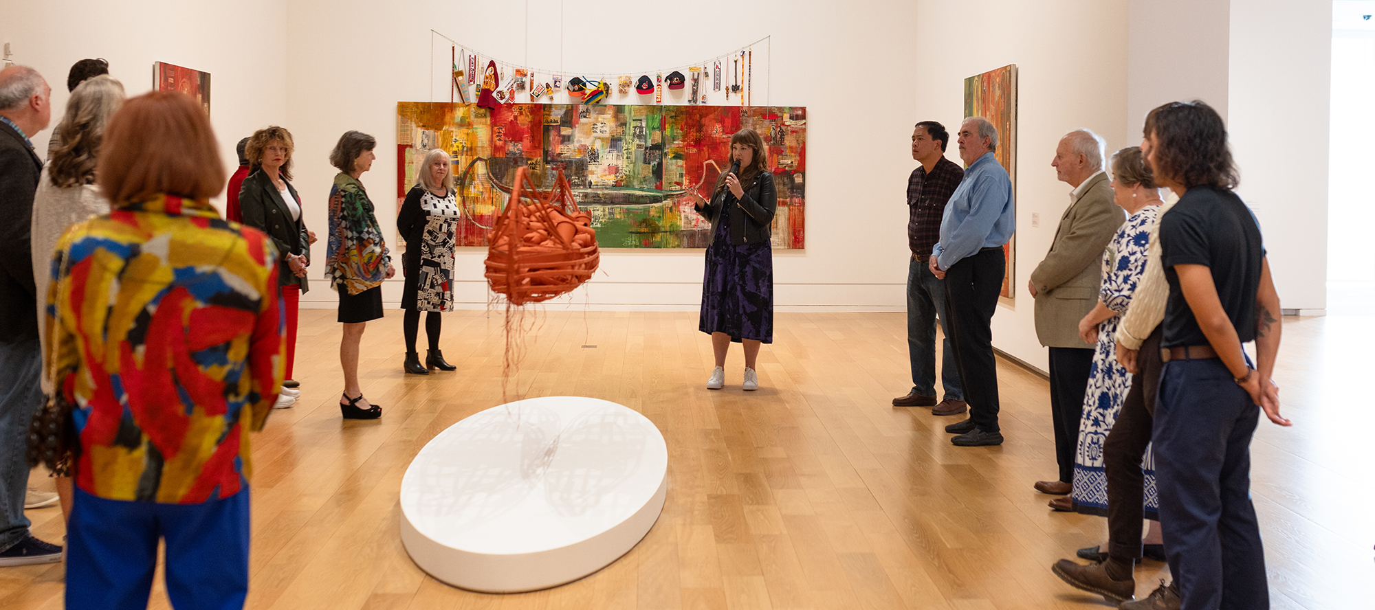 Visitors on a tour in the galleries