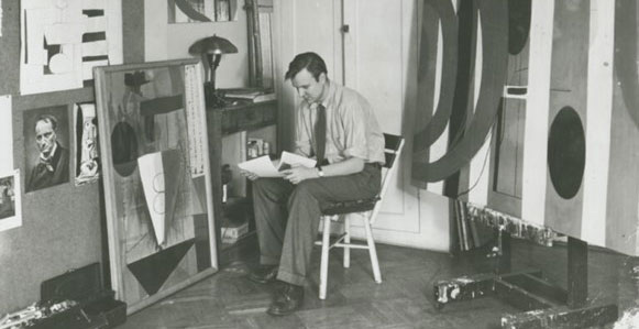 Robert Motherwell in Greenwich Village Studio, ca. 1945