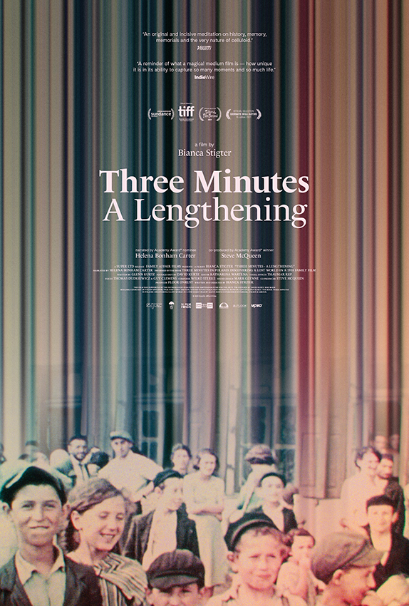 Three_Minutes_Film_Poster_group_of_people_over_striped_background